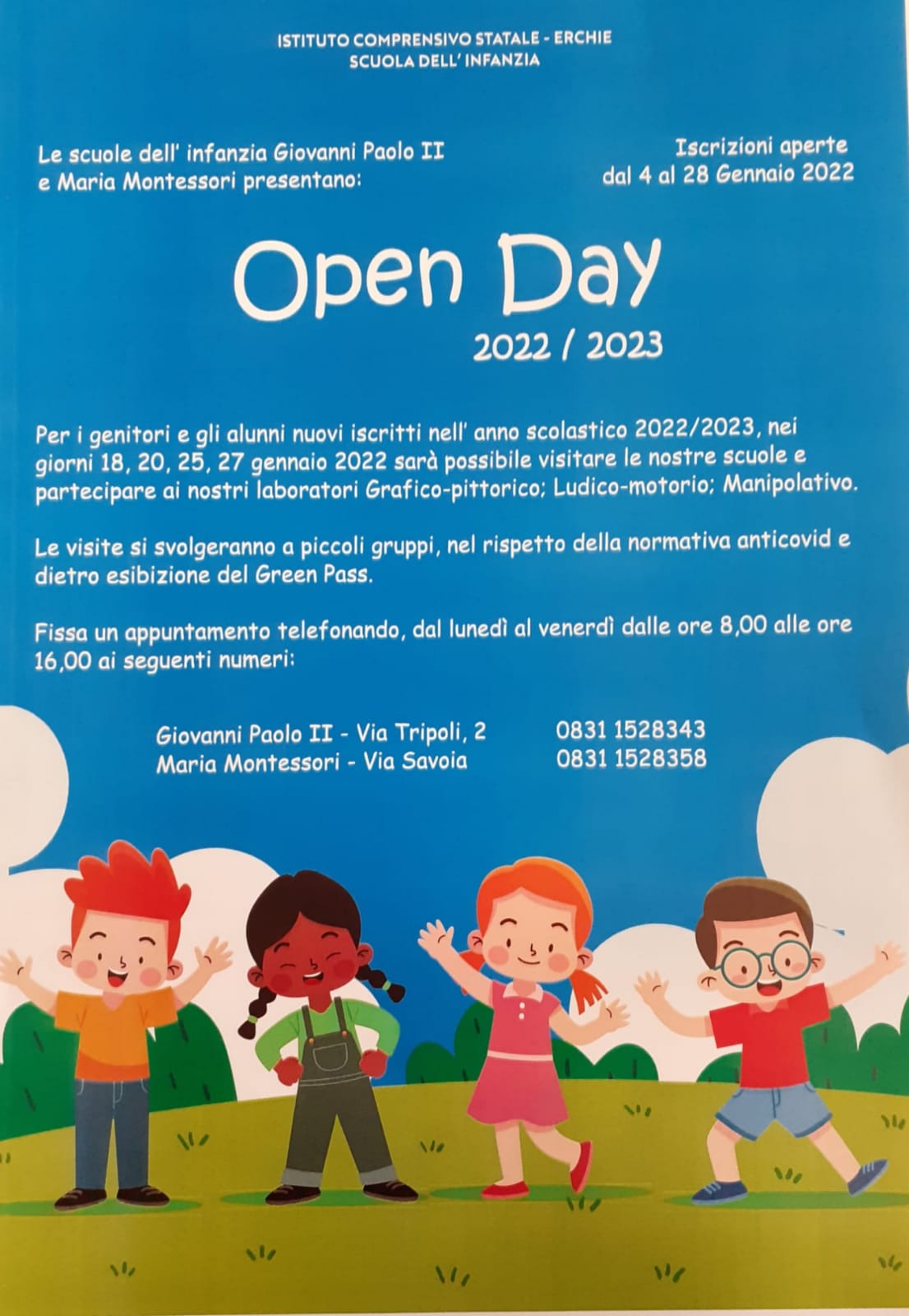 Bambini che presentano gli incontri per gli Open days